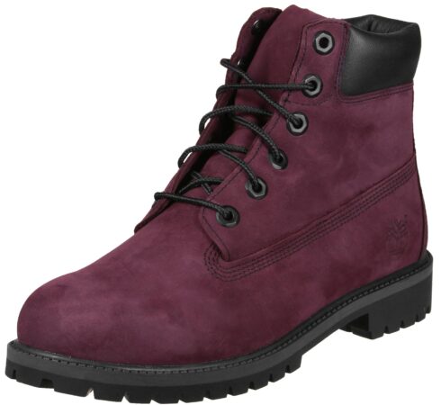 Зимние ботинки Timberland 6 Inch Boots с мехом бордовые нубук женские (35-39)