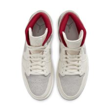 Nike Air Jordan 1 Mid Sneakersnstuff 20th бело-серые с красным (40-45)