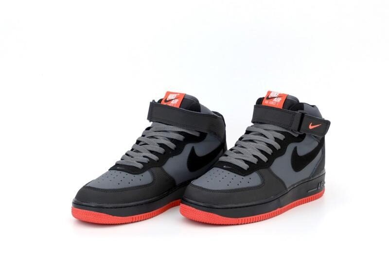 Nike Air Force 1 Mid 07 серые с черным (40-44)
