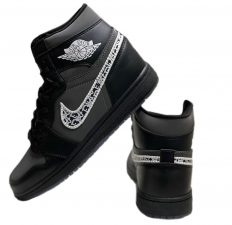 Dior x Nike Air Jordan 1 Retro High Grey темно-серые с черным кожа-нубук мужские (40-44)