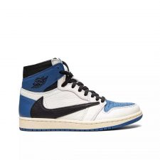 Nike Air Jordan 1 Travis Scott Fragment AJ1 High OG бело-синие с черным кожаные мужские (40-44)