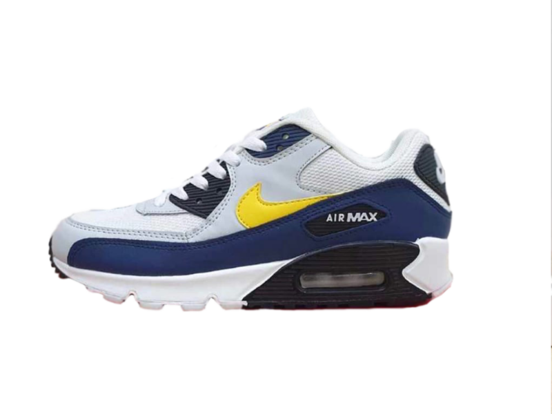 Nike Air Max 90 белые с синим и желтым мужские (40-44)