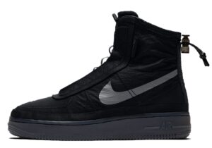 Nike Air Force 1 Shell черные с серебряным мужские-женские (40-44)