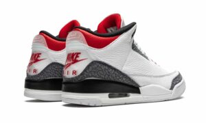 Nike Air Jordan 3 Denim se Fire Red бело-серые с красным кожаные мужские (40-44)